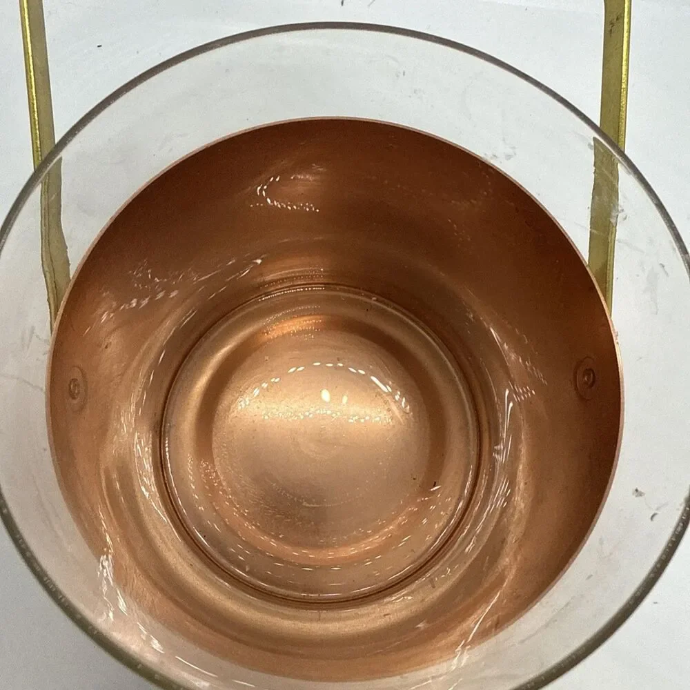 Copper Glass Ice Cube Container Ice Bucket with Pliers Vintage 1960s - 1970s - Picture 5 of 9